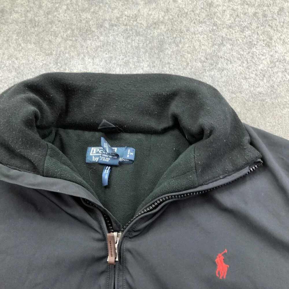 Polo Ralph Lauren Jacket Mens Large Black Softshell Windbreaker Full Zip Lined